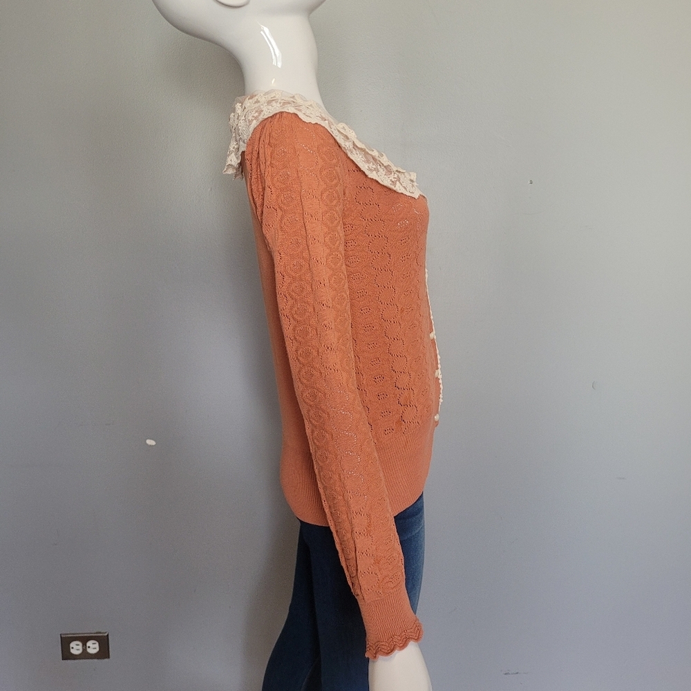 Peach Frill Cardigan, VGUC, Approximate Size M - Picture 4 of 8
